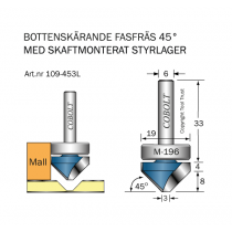 Mallfräs 45° D1=19 D2=3 L=8 S=6