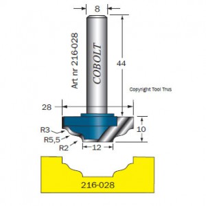 DEKORFRÄS COBOLT  D=28, R=3, R=5,5, R2