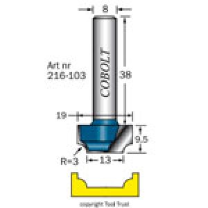 RADIEFRÄS MED BOTTENSKÄR COBOLT 216-103   S=8MM R=3