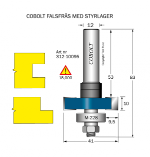 Falsfräs L=10 F=9,5 D=41 S=12 SL=52